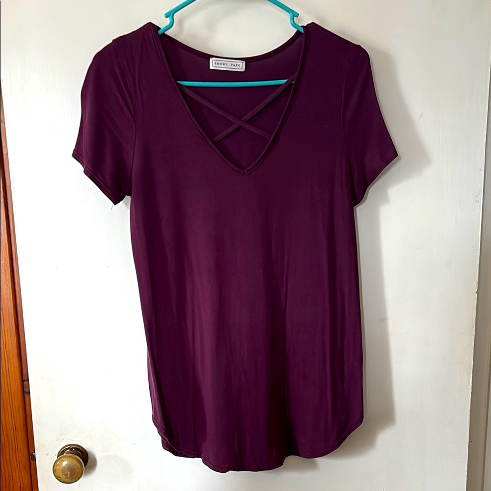 Women's Purple V-Neck Top